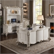 Bowery Hill Wooden Computer Desk and Hutch in Antique Pearl with Storage