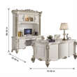 Bowery Hill Wooden Computer Desk and Hutch in Antique Pearl with Storage