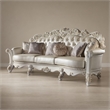Bowery Hill Leather Upholstered Oversized Sofa with 6 Pillows in Pearl