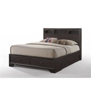 Bowery Hill Queen Wood Platform Bed with Storage in Espresso