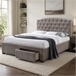 Bowery Hill Upholstered King Storage Panel Bed in Mink Fabric