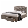 Bowery Hill Upholstered King Storage Panel Bed in Mink Fabric