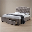 Bowery Hill Upholstered King Storage Panel Bed in Mink Fabric