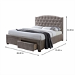 Bowery Hill Upholstered King Storage Panel Bed in Mink Fabric