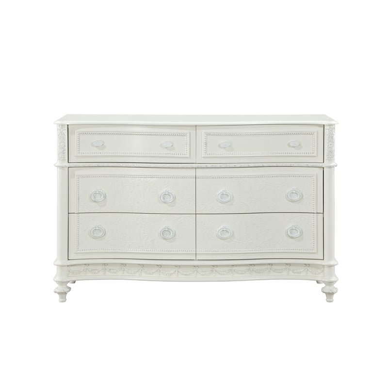 Bowery Hill Transitional 6-Drawer Wood Dresser in Ivory Finish
