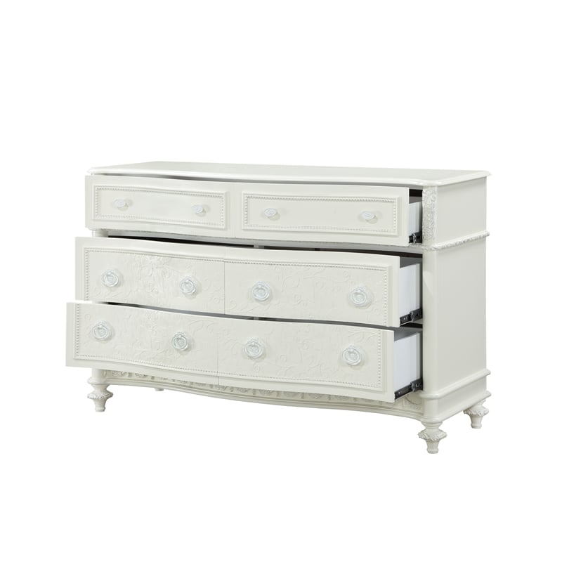 Bowery Hill Transitional 6-Drawer Wood Dresser in Ivory Finish