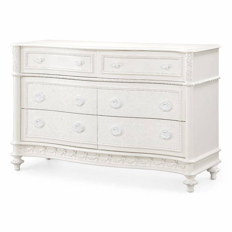 Bowery Hill Transitional 6-Drawer Wood Dresser in Ivory Finish