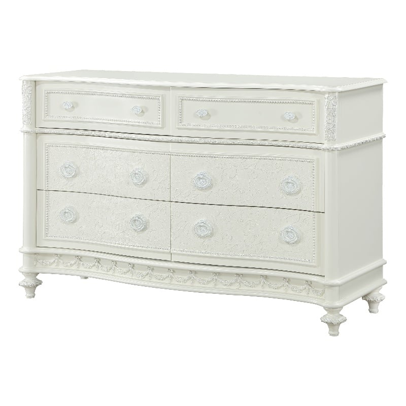 Bowery Hill Transitional 6-Drawer Wood Dresser in Ivory Finish