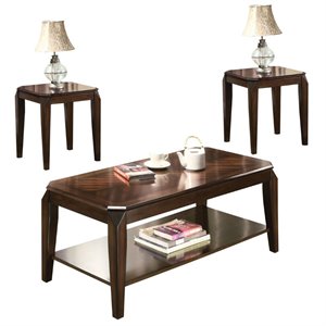 Bowery Hill 3-Piece Wooden Coffee Table Set in Walnut Finish