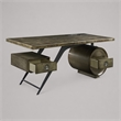 Bowery Hill Aluminum 2-Drawer Executive Desk with USB Port in Bronze