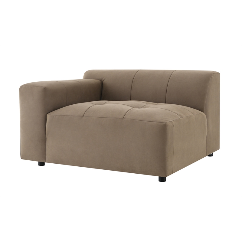 Bowery Hill Zoey Modular Left Arm Chair Upholstered in Latte Suede