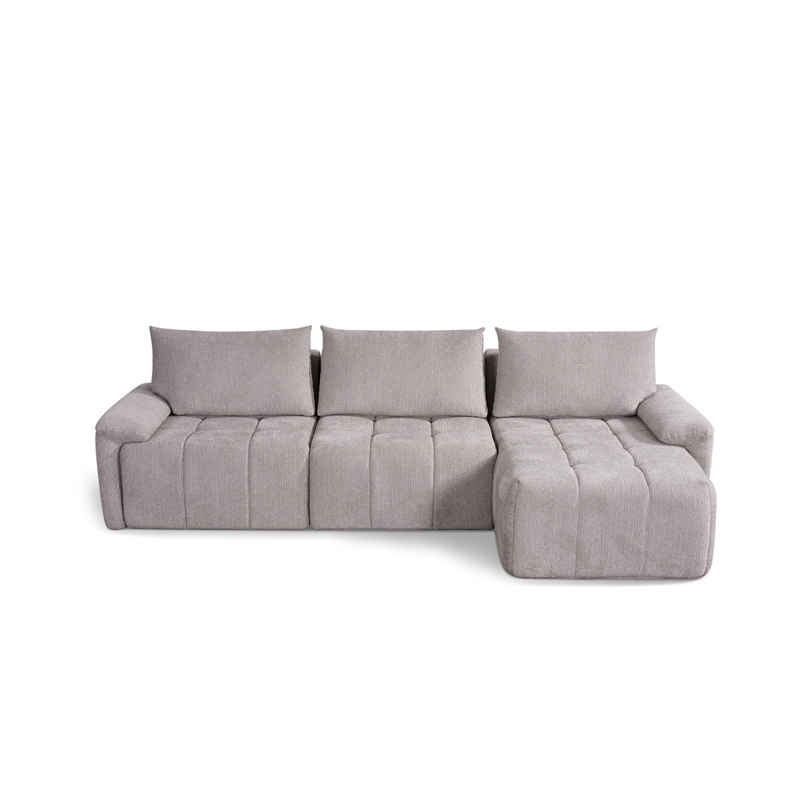 Bowery Hill Modular L-Shaped Sectional Sofa in Gray Linen Fabric