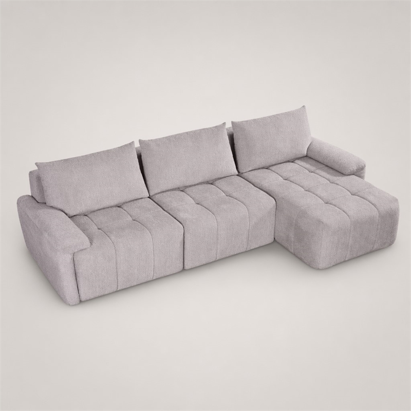 Bowery Hill Modular L-Shaped Sectional Sofa in Gray Linen Fabric