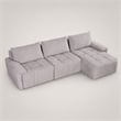 Bowery Hill Modular L-Shaped Sectional Sofa in Gray Linen Fabric