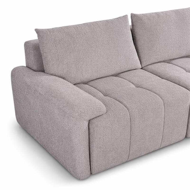 Bowery Hill Modular L-Shaped Sectional Sofa in Gray Linen Fabric