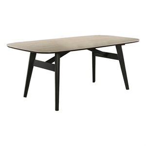 Bowery Hill Lark Dining Table with Travertine Top and Black Base