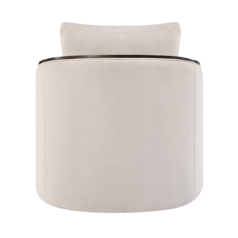 Bowery Hill Lenora Beige Chenille Accent Chair with Swivel Base