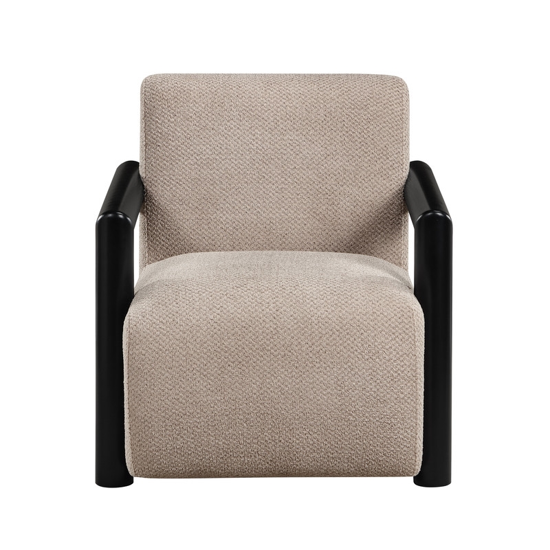 Bowery Hill Jetta Accent Chair in Latte Linen with Black Frame