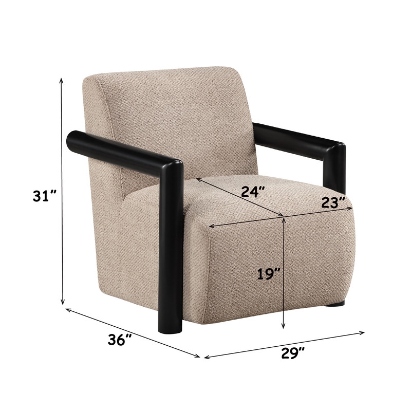 Bowery Hill Jetta Accent Chair in Latte Linen with Black Frame