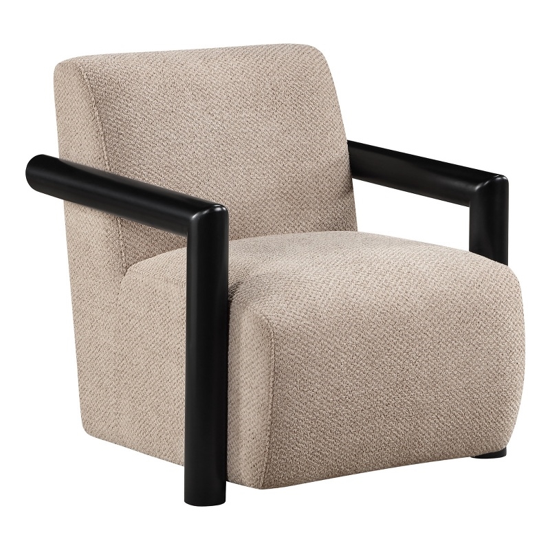 Bowery Hill Jetta Accent Chair in Latte Linen with Black Frame