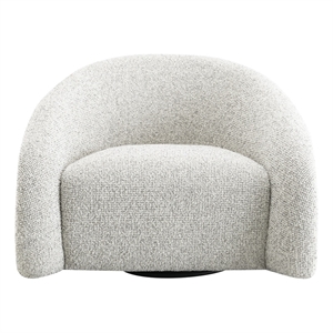 Bowery Hill Zoey Accent Chair with Swivel in White and Gray Tweed