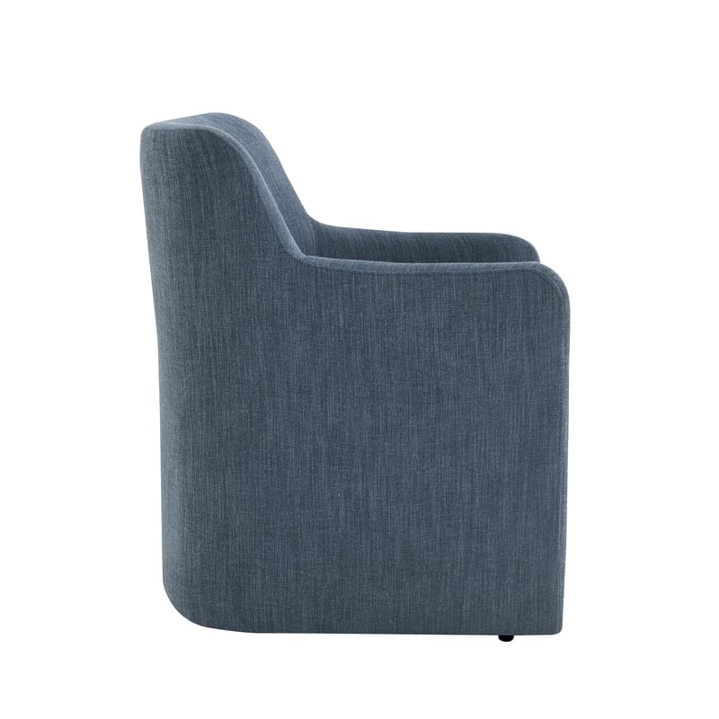 Bowery Hill Denim Linen Arm Chair with Casters and Swivel
