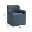 Bowery Hill Denim Linen Arm Chair with Casters and Swivel