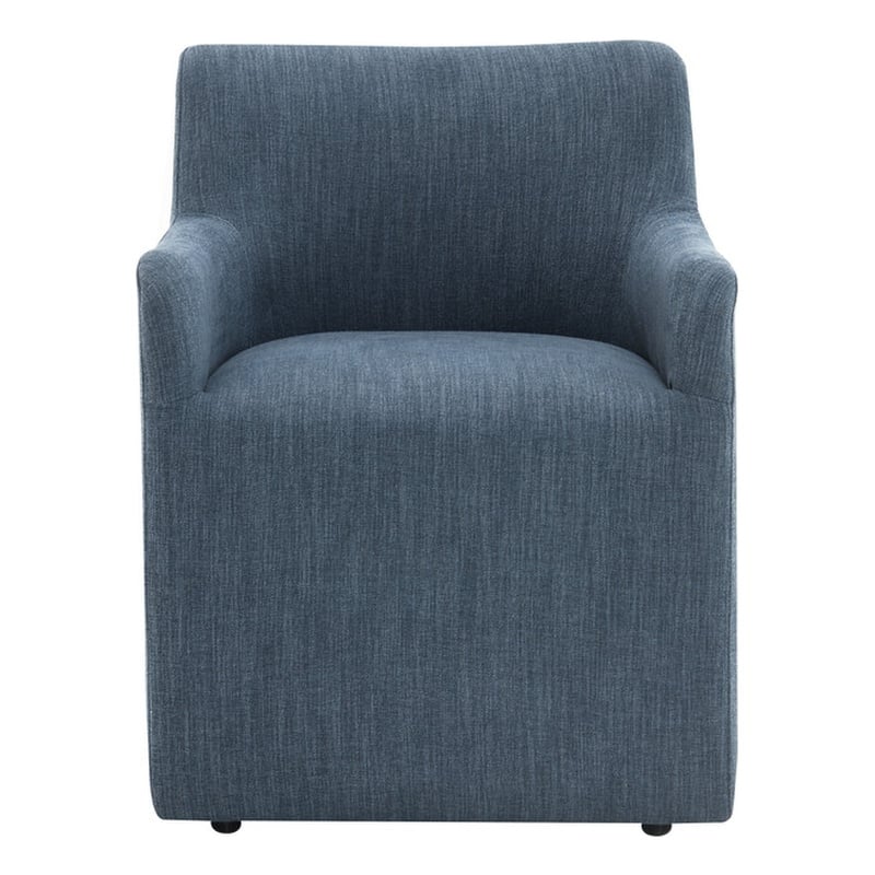 Bowery Hill Denim Linen Arm Chair with Casters and Swivel
