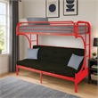 Bowery Hill Twin Over Full Futon Bunk Bed in Red Metal Finish