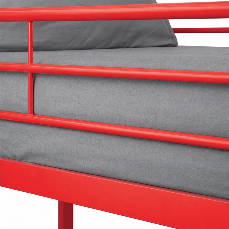 Bowery Hill Twin Over Full Futon Bunk Bed in Red Metal Finish