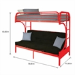 Bowery Hill Twin Over Full Futon Bunk Bed in Red Metal Finish