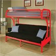 Bowery Hill Twin Over Full Futon Bunk Bed in Red Metal Finish