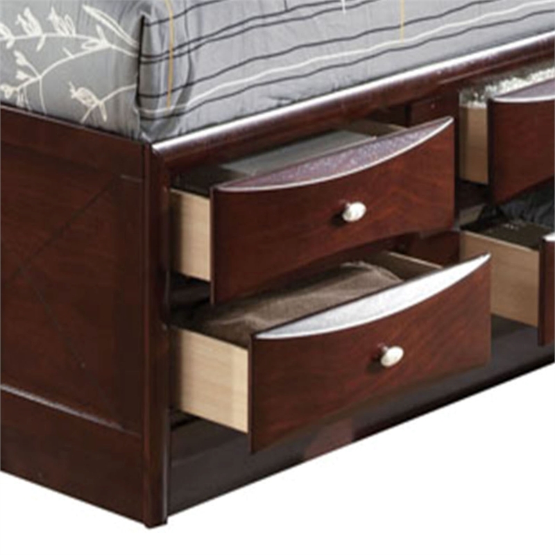 Bowery Hill Full Wood Platform Bed with Storage Drawers in Espresso