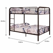 Bowery Hill Metal Full Over Full Bunk Bed with Ladder in Dark Brown