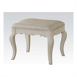 Bowery Hill Vanity Stool in Synthetic Leather and Pearl White