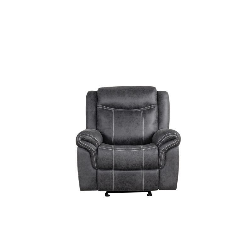 Bowery Hill Microfiber Power Motion Glider Recliner in Dark Gray