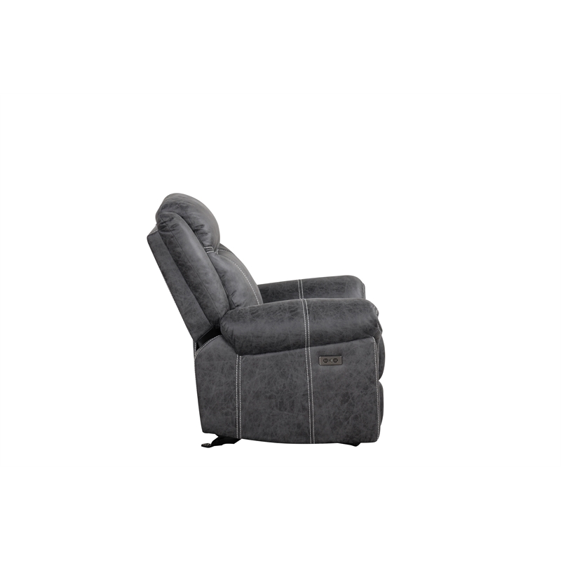 Bowery Hill Microfiber Power Motion Glider Recliner in Dark Gray