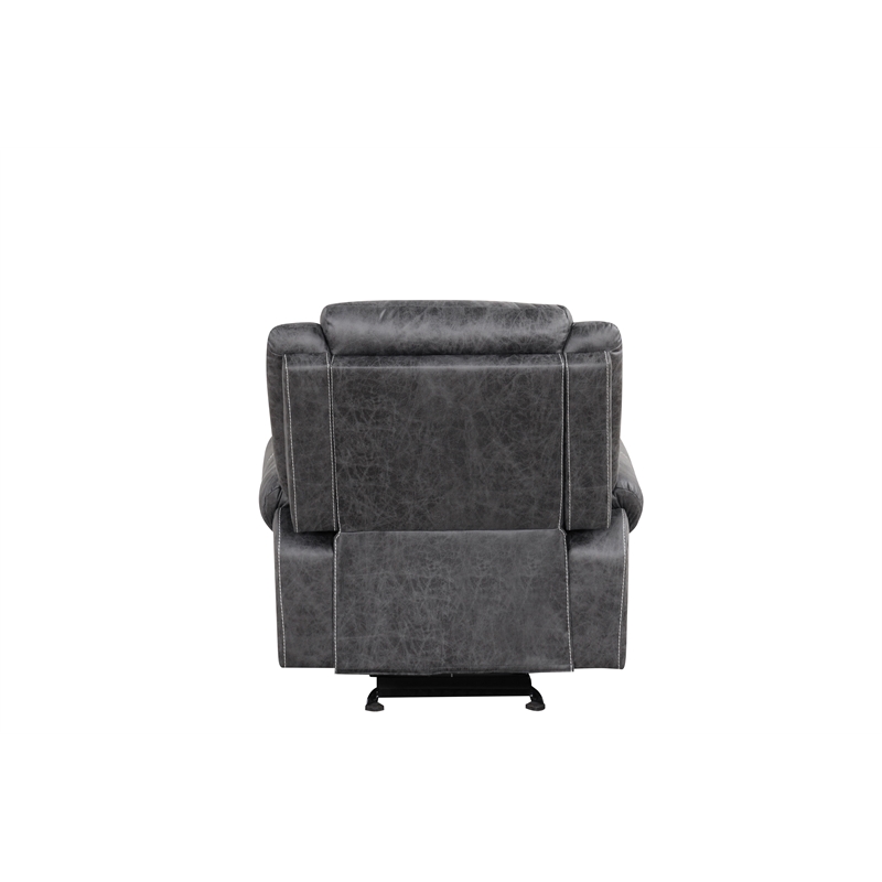 Bowery Hill Microfiber Power Motion Glider Recliner in Dark Gray