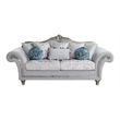 Bowery Hill Linen Camelback Sofa with 8 Pillows in Light Gray Finish