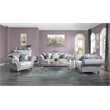 Bowery Hill Linen Camelback Sofa with 8 Pillows in Light Gray Finish