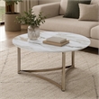 Bowery Hill Contemporary Coffee Table with Stone Top in Champagne Bronze