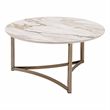 Bowery Hill Contemporary Coffee Table with Stone Top in Champagne Bronze