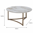 Bowery Hill Contemporary Coffee Table with Stone Top in Champagne Bronze