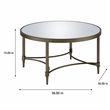 Bowery Hill Metal Coffee Table with Mirrored Top in Antique Brass
