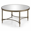 Bowery Hill Metal Coffee Table with Mirrored Top in Antique Brass