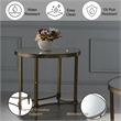 Bowery Hill Metal End Table with Mirrored Top in Antique Brass