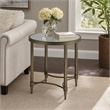 Bowery Hill Metal End Table with Mirrored Top in Antique Brass