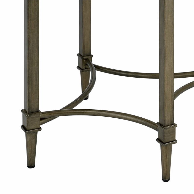 Bowery Hill Metal End Table with Mirrored Top in Antique Brass