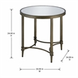 Bowery Hill Metal End Table with Mirrored Top in Antique Brass