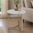 Bowery Hill Metal End Table with Stone Top in Champagne Bronze